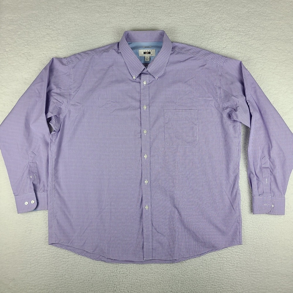 Joseph Abboud Shirt Men 2X Purple Check Non Iron Classic Fit Dress Button Down *